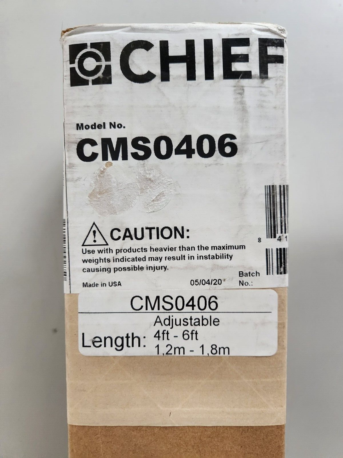 Chief CMS0406 4-6' Speed-Connect Adjustable Extension Column CMS-0406 Black NEW