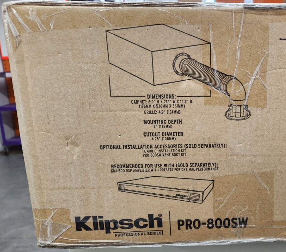 Klipsch PRO-800SW 8″ Voice Coil In-Wall In-Ceiling Band Pass Subwoofer NEW