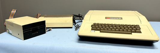 Vintage Apple II Plus Computer w/ Silentype Printer, Disk Drive, Manuals, & Box