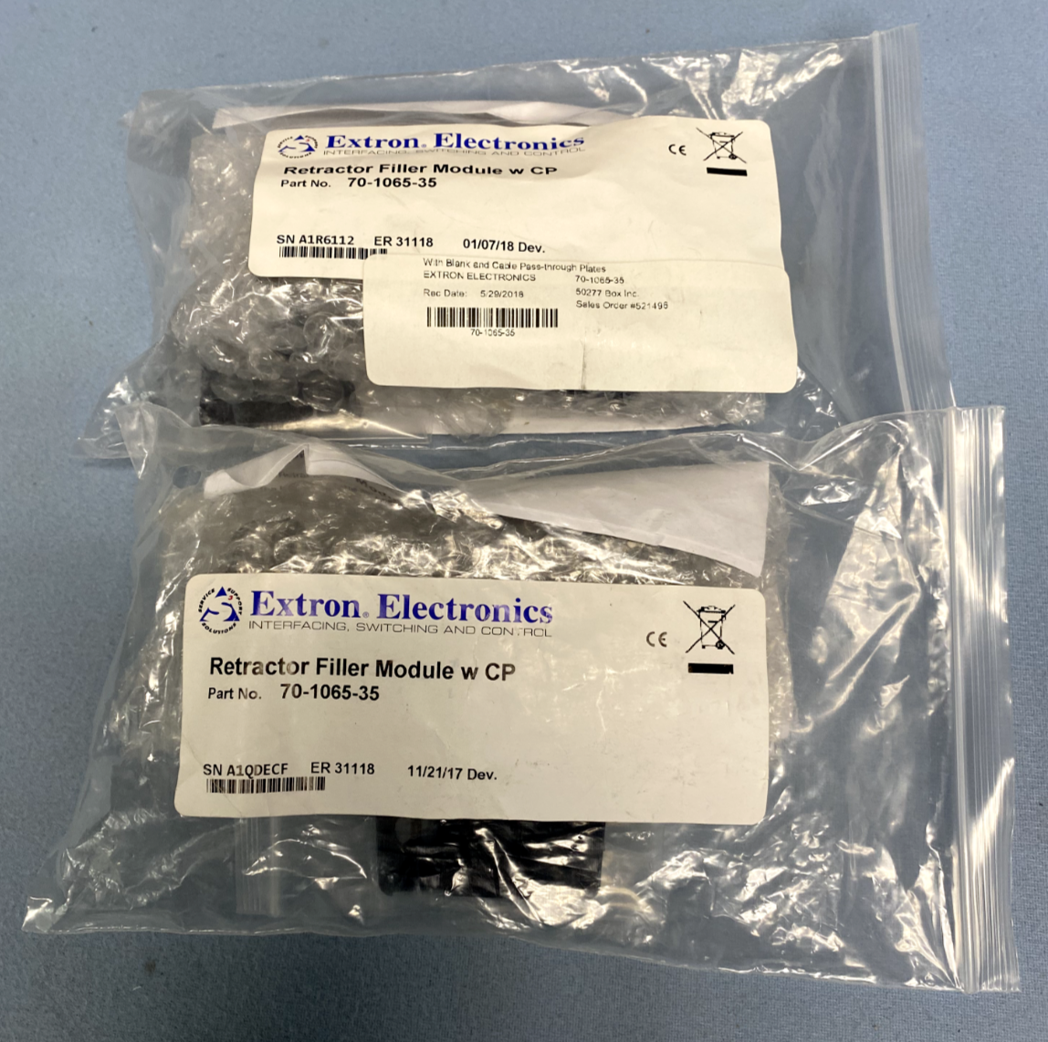 Extron 70-1065-35 Lot of 2 Retractor Filler Module W/ Blank & Cable Pa ...
