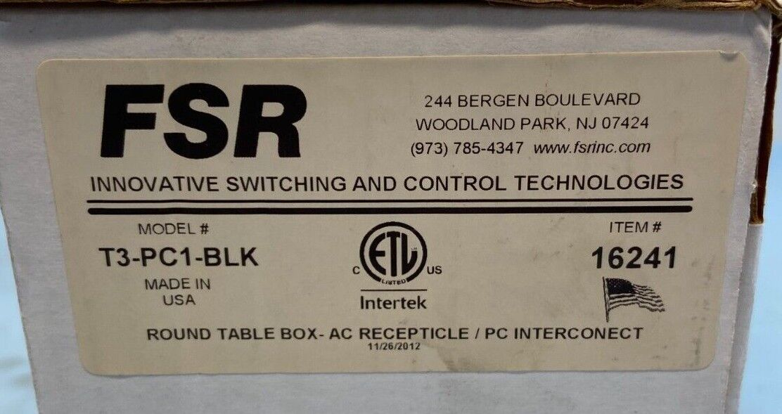 FSR T3-PC1BLK Table Box for Single User (Black)