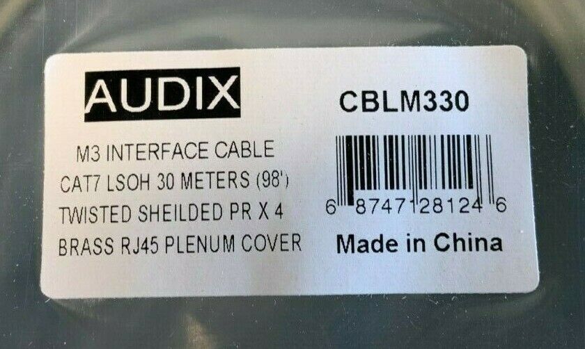 Audix Audio M3 Interface Cable, CAT 7 (CBLM330) 30 Meter / 98' / NEW