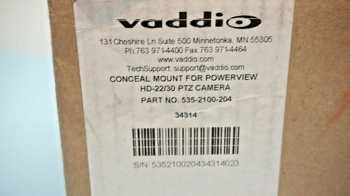 Vaddio HD-22/HD-30 CONCEAL WallVIEW Wall Mount for PTZ Camera 535-2100-204