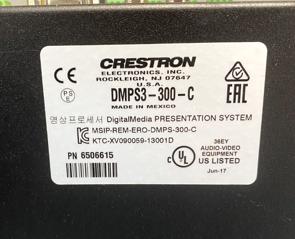 Crestron DMPS3-300-C 3-Series DigitalMedia Presentation System 300 6506615