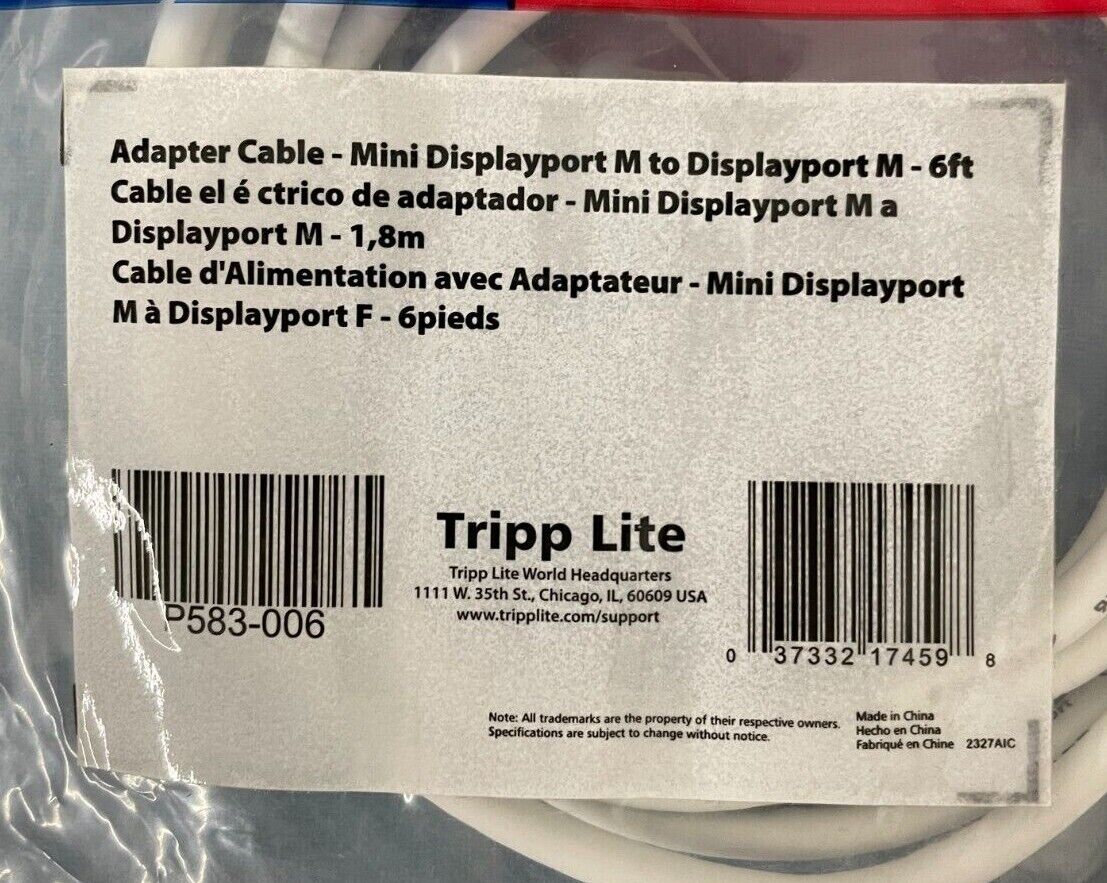Tripp Lite P583-006 Mini Displayport to DisplaryPort Cable 4K 6ft LOT OF 9