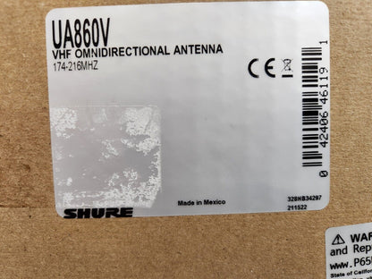 Shure UA860V VHF (174-216 MHz) Omnidirectional Antenna Sealed Box