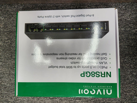 Niveo NRS8GP 8-Port Gigabit PoE Switch with 2 Uplink Ports NEW