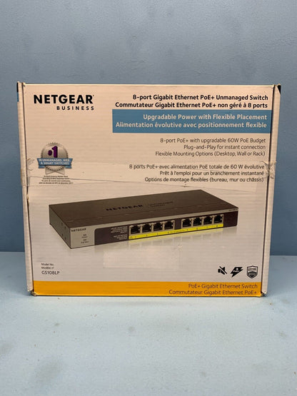 Netgear GS108LP 8-Port Gigabit Ethernet PoE+ Unmanaged Switch P/N GS108LP-100NAS