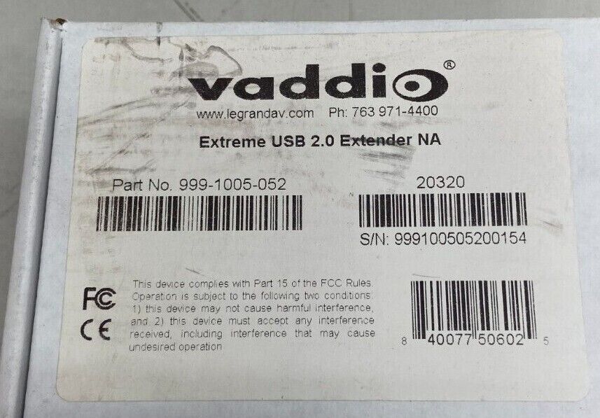 Vaddio 999-1005-052 Extreme USB 2.0 Extender
