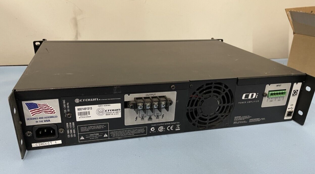 Crown Audio CDi-Series CDi1000 CDi 1000 Two-Channel Pro Audio Power Amplifier