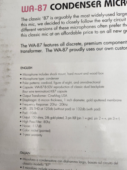 Warm Audio WA-87 FET Large-diaphragm Condenser Microphone Nickel Color