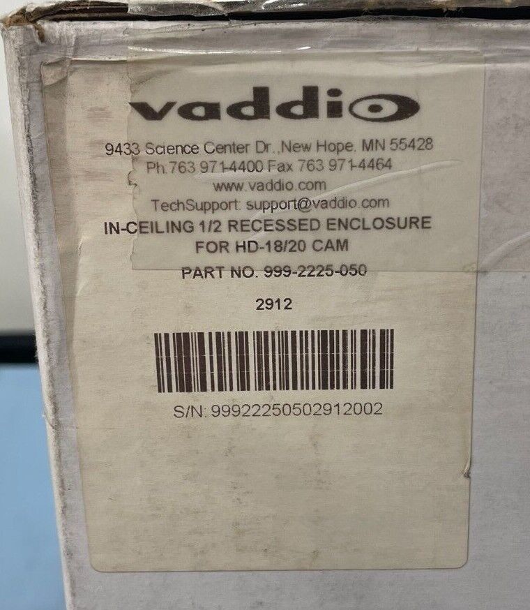 Vaddio 999-2225-050 IN-Ceiling 1/2-Recessed Enclosure for HD-20/19/18 PTZ Camera